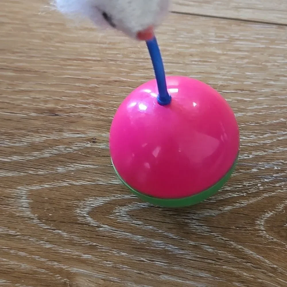 Interactive Furry Toy for Small Pets Pink Feather Toys Cat Kitty Colorful